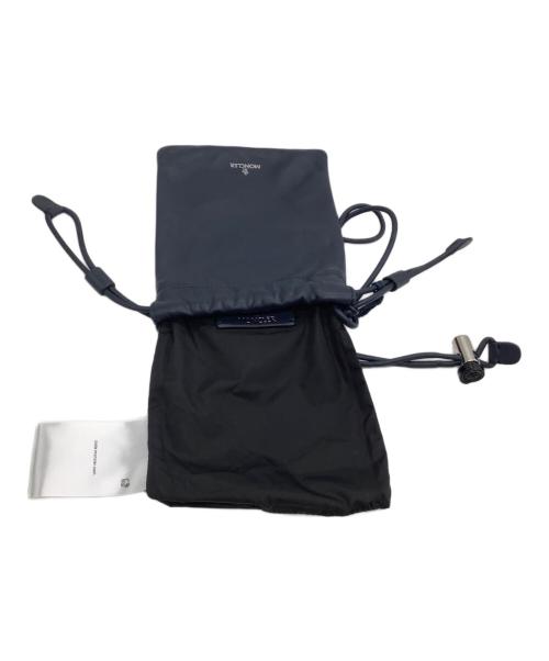 MONCLER（モンクレール）MONCLER (モンクレール) レザー巾着ショルダーバッグ ネイビーの古着・服飾アイテム