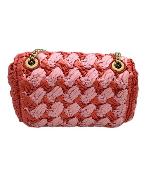 Kate Spade（ケイトスペード）Kate Spade (ケイトスペード) ショルダーバッグ エブリン ストライプ クロシェ ラフィア スモール ショルダー クロスボディ レッド×ピンク サイズ:表記なしの古着・服飾アイテム