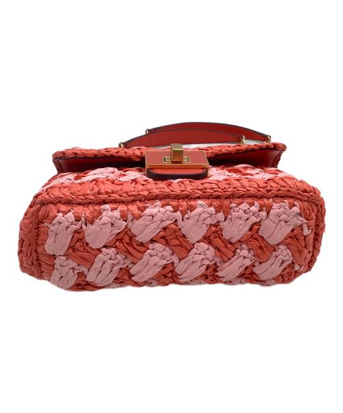 Kate Spade（ケイトスペード）Kate Spade (ケイトスペード) ショルダーバッグ エブリン ストライプ クロシェ ラフィア スモール ショルダー クロスボディ レッド×ピンク サイズ:表記なしの古着・服飾アイテム