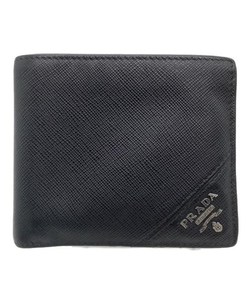 PRADA（プラダ）PRADA (プラダ) 2つ折り財布 サフィアーノレザー ブラック サイズ:表記なしの古着・服飾アイテム