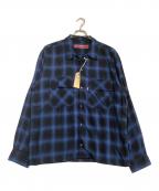 HIDE AND SEEKハイドアンドシーク）の古着「長袖シャツ」｜ブルー×ブラック