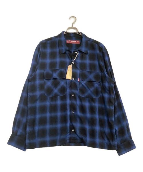 HIDE AND SEEK（ハイドアンドシーク）HIDE AND SEEK (ハイドアンドシーク) 長袖シャツ ブルー×ブラック サイズ:L-HSの古着・服飾アイテム