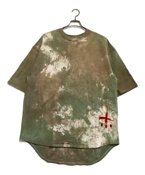 catalyst（カタリスト）catalyst (カタリスト) 半袖Tシャツ ミッキー&ミニー グリーン×ベージュ サイズ:Mの古着・服飾アイテム