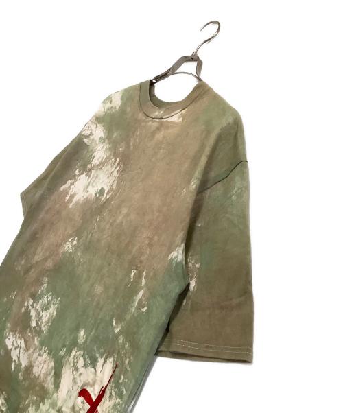 catalyst（カタリスト）catalyst (カタリスト) 半袖Tシャツ ミッキー&ミニー グリーン×ベージュ サイズ:Mの古着・服飾アイテム