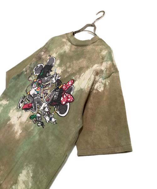 catalyst（カタリスト）catalyst (カタリスト) 半袖Tシャツ ミッキー&ミニー グリーン×ベージュ サイズ:Mの古着・服飾アイテム