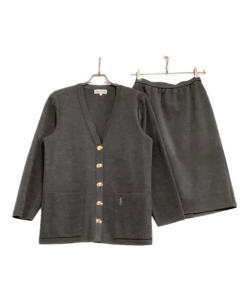 Yves Saint Laurent（イヴサンローラン）Yves Saint Laurent (イヴサンローラン) ニットカーディガンセットアップ グレー サイズ:Lの古着・服飾アイテム