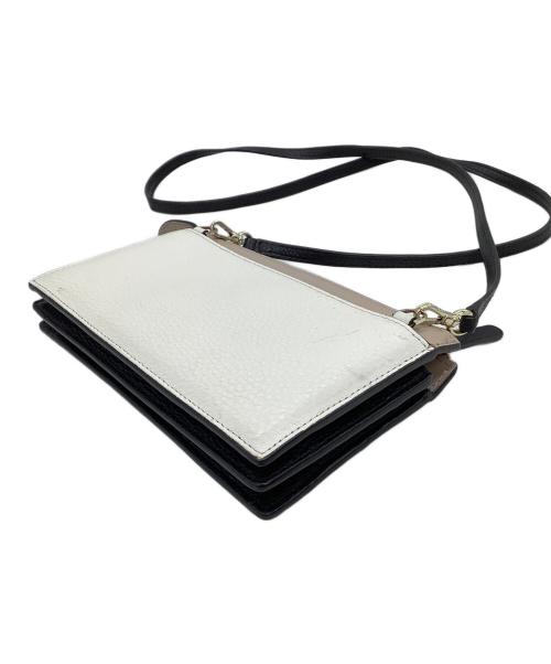 Kate Spade（ケイトスペード）Kate Spade (ケイトスペード) ショルダーウォレット ホワイト×ブラックの古着・服飾アイテム