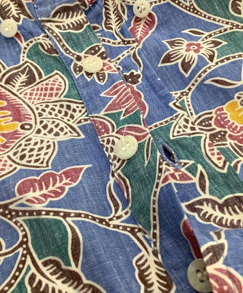 reyn spooner（レイン スプナー）reyn spooner (レイン スプナー) プルオーバーアロハシャツ 総柄 ブルー×レッド サイズ:Mの古着・服飾アイテム