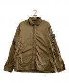 STONE ISLANDストーンアイランド）の古着「ジップジャケット STRETCH COTTON LYOCELL SATIN GHOST PIECE GARMENT DYE JKT」｜カーキ