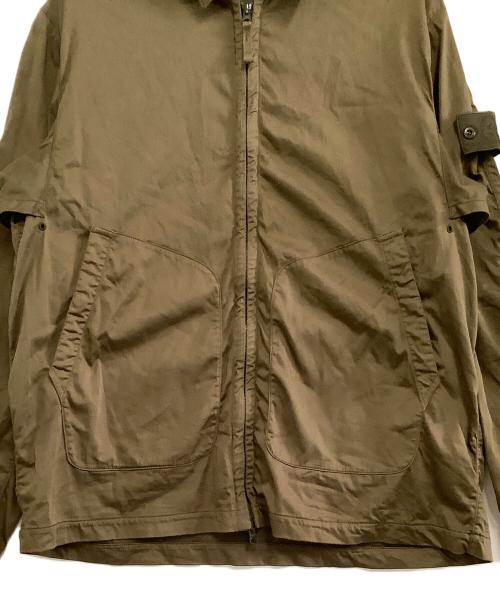 STONE ISLAND（ストーンアイランド）STONE ISLAND (ストーンアイランド) ジップジャケット STRETCH COTTON LYOCELL SATIN GHOST PIECE GARMENT DYE JKT カーキ サイズ:XLの古着・服飾アイテム
