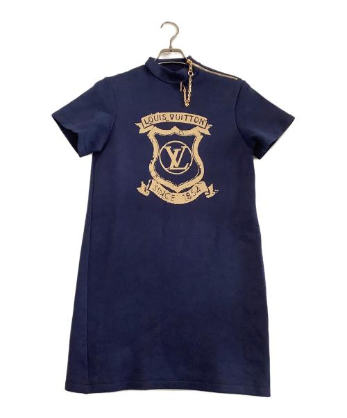 LOUIS VUITTON（ルイ ヴィトン）LOUIS VUITTON (ルイ ヴィトン) 半袖ジップスウェットワンピース ネイビー サイズ:Mの古着・服飾アイテム