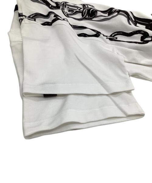 LOUIS VUITTON（ルイ ヴィトン）LOUIS VUITTON (ルイ ヴィトン) 半袖カットソー チェーンプリント ホワイト×ブラック サイズ:Mの古着・服飾アイテム
