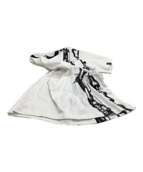 LOUIS VUITTON（ルイ ヴィトン）LOUIS VUITTON (ルイ ヴィトン) 半袖カットソー チェーンプリント ホワイト×ブラック サイズ:Mの古着・服飾アイテム