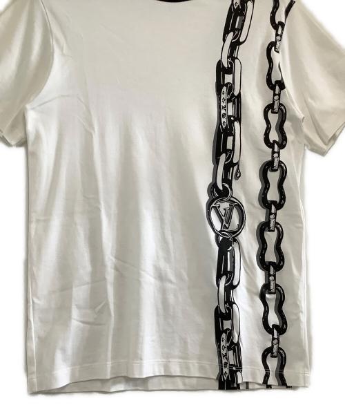 LOUIS VUITTON（ルイ ヴィトン）LOUIS VUITTON (ルイ ヴィトン) 半袖カットソー チェーンプリント ホワイト×ブラック サイズ:Mの古着・服飾アイテム