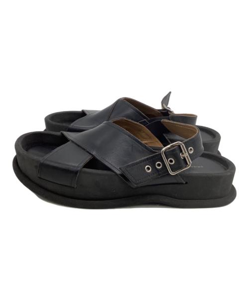 DRIES VAN NOTEN（ドリスヴァンノッテン）DRIES VAN NOTEN (ドリスヴァンノッテン) クロスストラップサンダル ブラック サイズ:40の古着・服飾アイテム