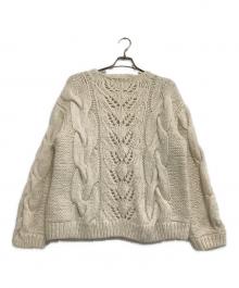 CASA FLINE（カーサフライン）の古着「厚手ニット ALPACA WOOL KNIT PULLOVER / アルパカウールニット プルオーバー 手編みケーブルニット」｜ホワイト