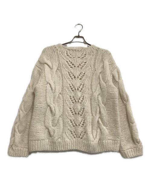CASA FLINE（カーサフライン）CASA FLINE (カーサフライン) 厚手ニット ALPACA WOOL KNIT PULLOVER / アルパカウールニット プルオーバー 手編みケーブルニット ホワイト サイズ:freeの古着・服飾アイテム