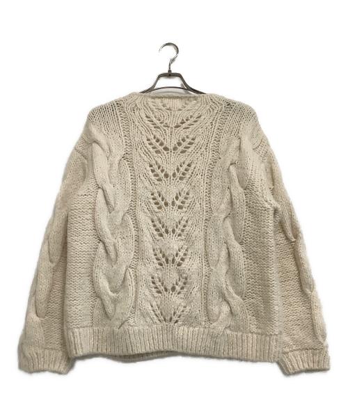 CASA FLINE（カーサフライン）CASA FLINE (カーサフライン) 厚手ニット ALPACA WOOL KNIT PULLOVER / アルパカウールニット プルオーバー 手編みケーブルニット ホワイト サイズ:freeの古着・服飾アイテム