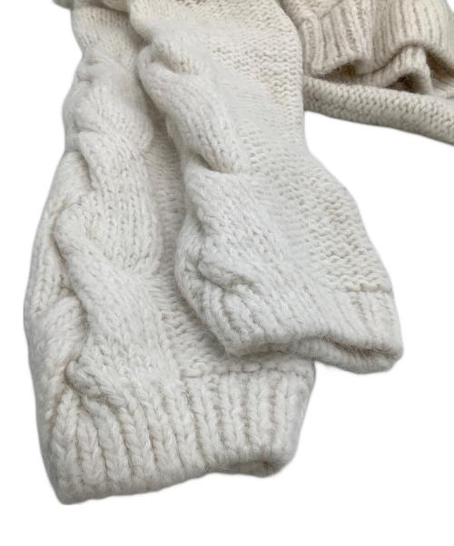 CASA FLINE（カーサフライン）CASA FLINE (カーサフライン) 厚手ニット ALPACA WOOL KNIT PULLOVER / アルパカウールニット プルオーバー 手編みケーブルニット ホワイト サイズ:freeの古着・服飾アイテム