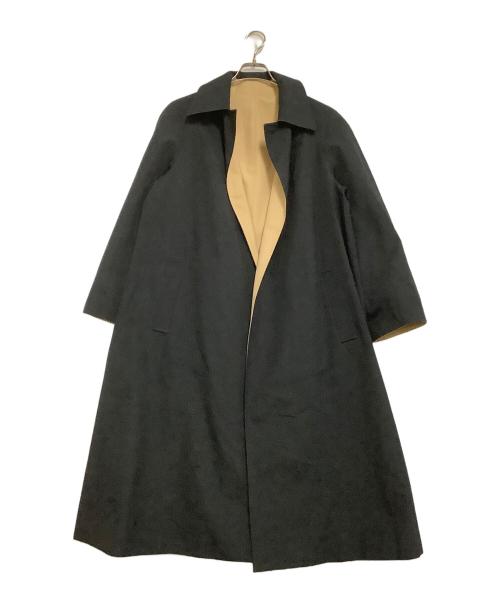 Aquascutum（アクアスキュータム）Aquascutum (アクアスキュータム) リバーシブルコート ブラック×ベージュ サイズ:8の古着・服飾アイテム