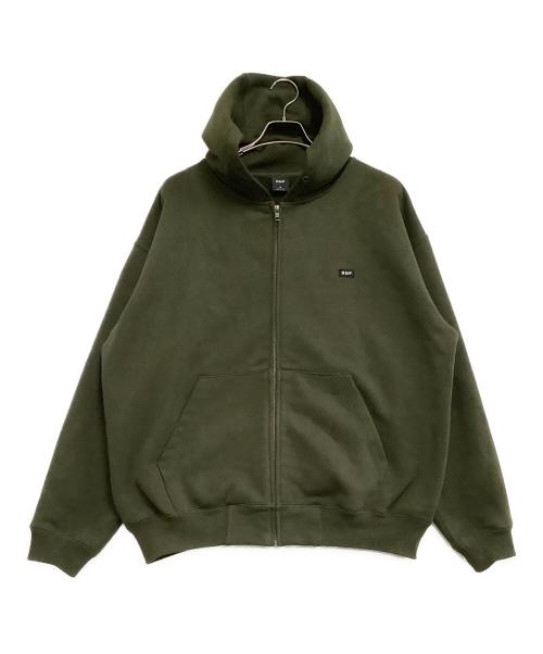 HUF（ハフ）HUF (ハフ) ジップパーカー　スモールボックスロゴ カーキ サイズ:Mの古着・服飾アイテム