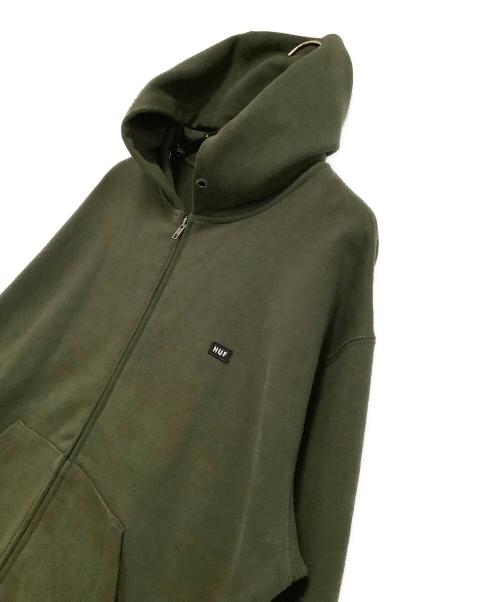 HUF（ハフ）HUF (ハフ) ジップパーカー　スモールボックスロゴ カーキ サイズ:Mの古着・服飾アイテム