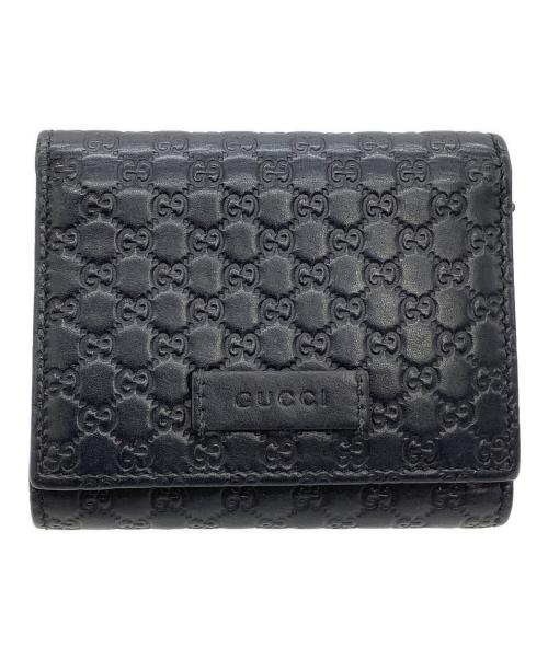 GUCCI（グッチ）GUCCI (グッチ) 3つ折り財布　マイクログッチシマ ブラックの古着・服飾アイテム