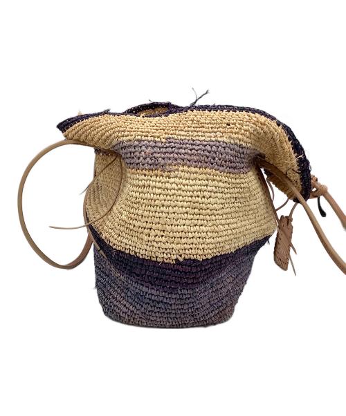 POLO RALPH LAUREN（ポロ・ラルフローレン）POLO RALPH LAUREN (ポロ・ラルフローレン) カゴバッグ ナチュラル×ネイビーの古着・服飾アイテム