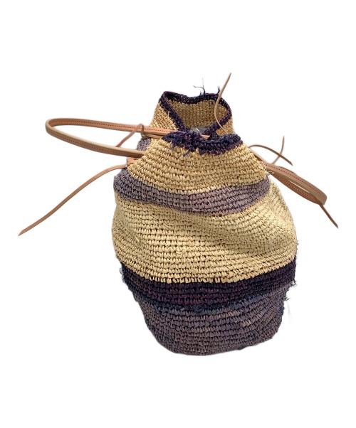 POLO RALPH LAUREN（ポロ・ラルフローレン）POLO RALPH LAUREN (ポロ・ラルフローレン) カゴバッグ ナチュラル×ネイビーの古着・服飾アイテム