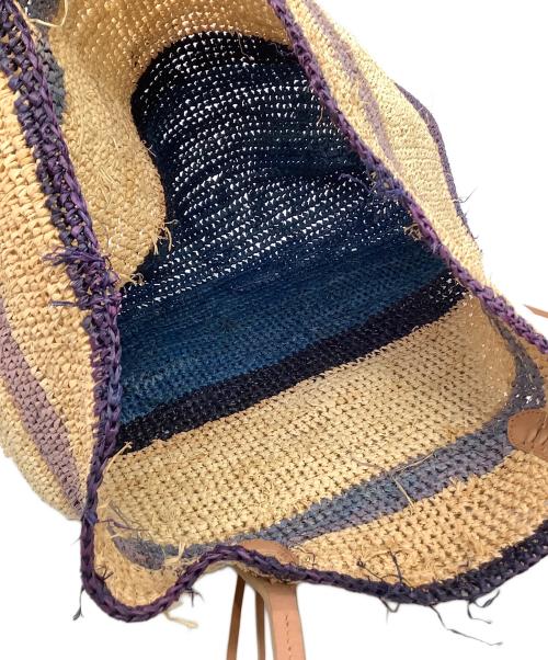 POLO RALPH LAUREN（ポロ・ラルフローレン）POLO RALPH LAUREN (ポロ・ラルフローレン) カゴバッグ ナチュラル×ネイビーの古着・服飾アイテム