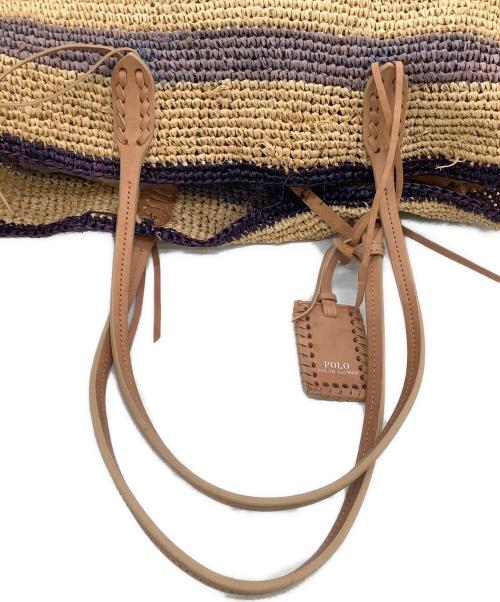 POLO RALPH LAUREN（ポロ・ラルフローレン）POLO RALPH LAUREN (ポロ・ラルフローレン) カゴバッグ ナチュラル×ネイビーの古着・服飾アイテム