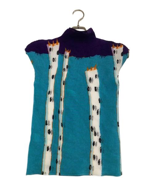 ISSEY MIYAKE me（イッセイ ミヤケ ミー）ISSEY MIYAKE me (イッセイ ミヤケ ミー) プリーツカットソー ネイビー×ブルー サイズ:freeの古着・服飾アイテム