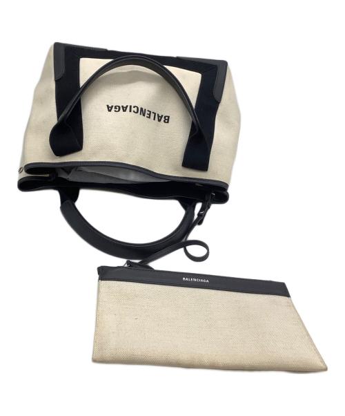 BALENCIAGA（バレンシアガ）BALENCIAGA (バレンシアガ) トートバッグ ネイビーカバス ベージュ×ブラックの古着・服飾アイテム