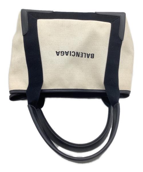 BALENCIAGA（バレンシアガ）BALENCIAGA (バレンシアガ) トートバッグ ネイビーカバス ベージュ×ブラックの古着・服飾アイテム