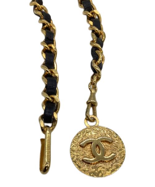 CHANEL（シャネル）CHANEL (シャネル) ココマークチェーンベルト ブラック×ゴールドの古着・服飾アイテム