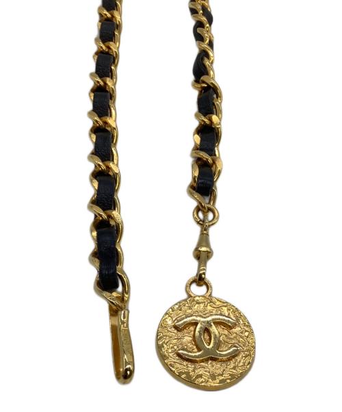 CHANEL（シャネル）CHANEL (シャネル) ココマークチェーンベルト ブラック×ゴールドの古着・服飾アイテム