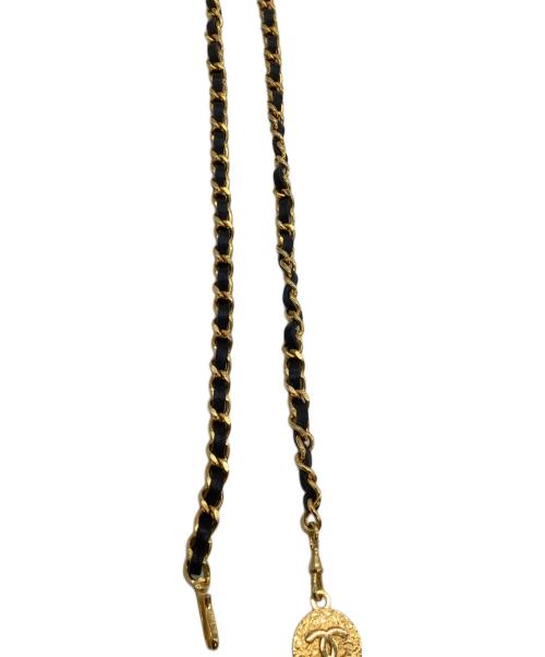 CHANEL（シャネル）CHANEL (シャネル) ココマークチェーンベルト ブラック×ゴールドの古着・服飾アイテム