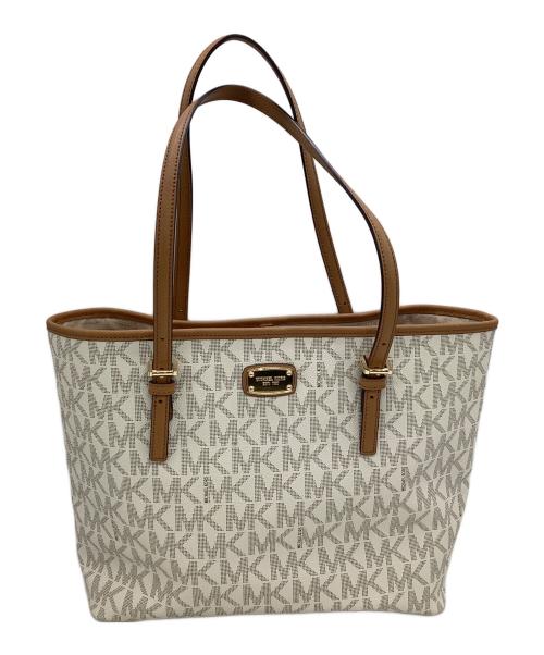 MICHAEL KORS（マイケル・コース）MICHAEL KORS (マイケル・コース) トートバッグ ホワイト×ブラウンの古着・服飾アイテム