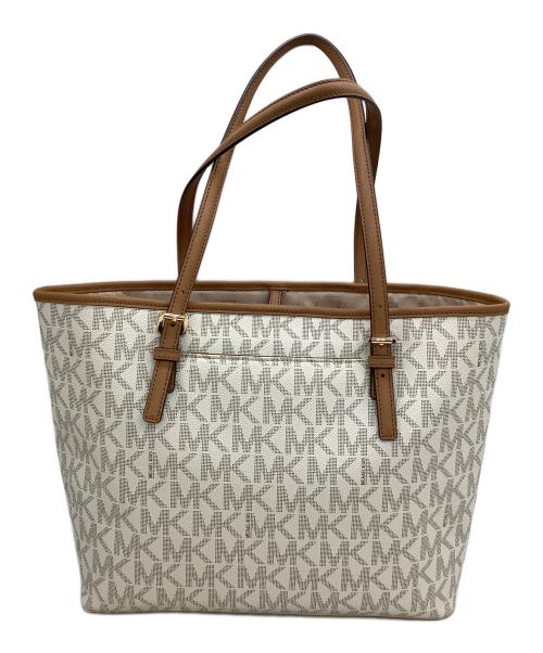 MICHAEL KORS（マイケル・コース）MICHAEL KORS (マイケル・コース) トートバッグ ホワイト×ブラウンの古着・服飾アイテム