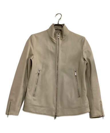 極美品 Y2K TETE HOMME レザージャケット フード グレージュ L TETE HOMME（テットオム）の「キルティングレザーブルゾン（ライダース