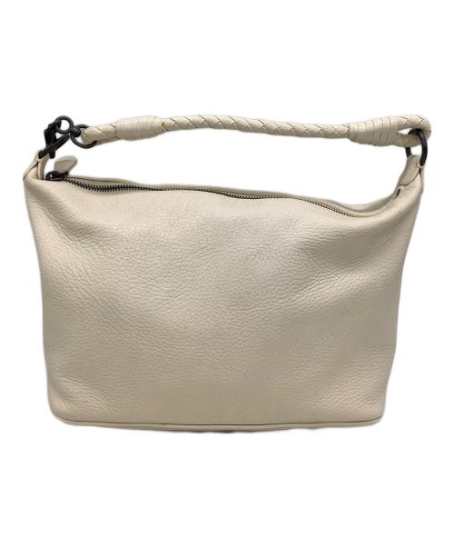 BOTTEGA VENETA（ボッテガベネタ）BOTTEGA VENETA (ボッテガベネタ) レザーショルダーバッグ アイボリーの古着・服飾アイテム