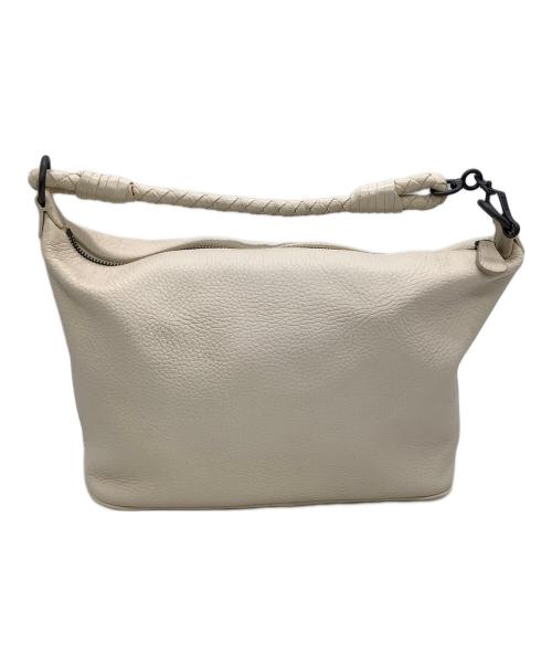 BOTTEGA VENETA（ボッテガベネタ）BOTTEGA VENETA (ボッテガベネタ) レザーショルダーバッグ アイボリーの古着・服飾アイテム
