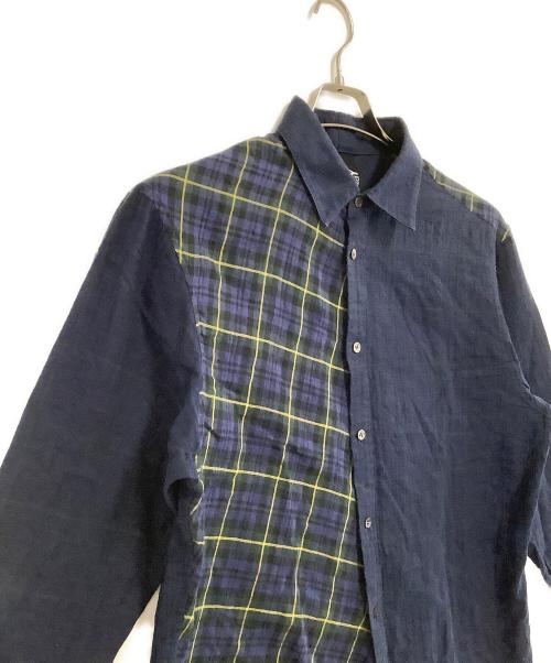 GROUND Y（グラウンドワイ）GROUND Y (グラウンドワイ) 長袖シャツ　チェック ネイビー×グリーン サイズ:3の古着・服飾アイテム