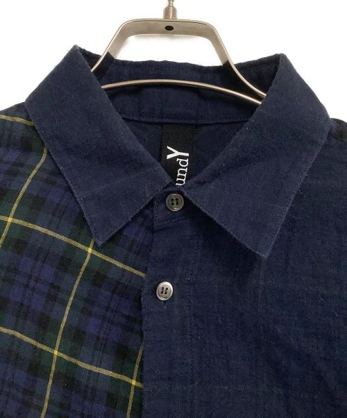 GROUND Y（グラウンドワイ）GROUND Y (グラウンドワイ) 長袖シャツ　チェック ネイビー×グリーン サイズ:3の古着・服飾アイテム