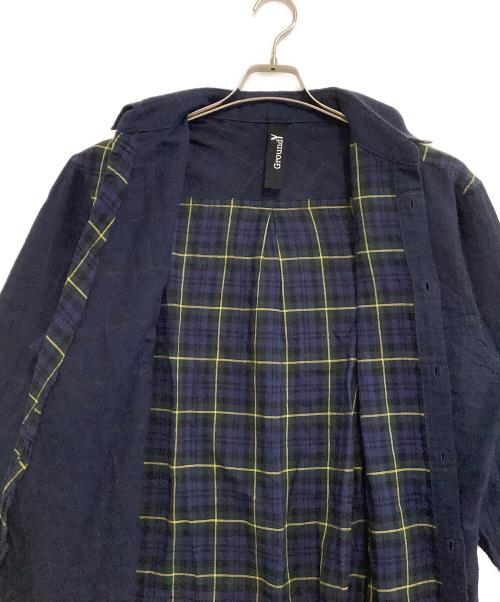 GROUND Y（グラウンドワイ）GROUND Y (グラウンドワイ) 長袖シャツ　チェック ネイビー×グリーン サイズ:3の古着・服飾アイテム