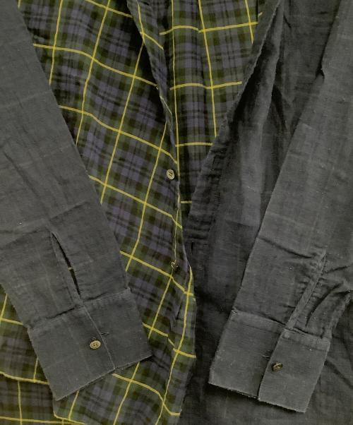 GROUND Y（グラウンドワイ）GROUND Y (グラウンドワイ) 長袖シャツ　チェック ネイビー×グリーン サイズ:3の古着・服飾アイテム