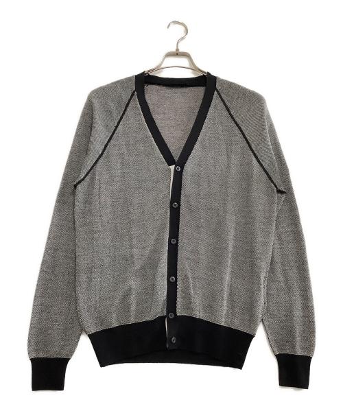 PRADA（プラダ）PRADA (プラダ) 薄手カーディガン ブラック×ホワイト サイズ:50の古着・服飾アイテム