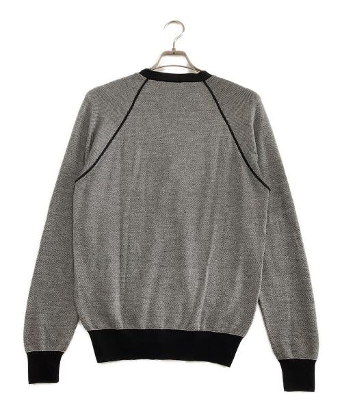 PRADA（プラダ）PRADA (プラダ) 薄手カーディガン ブラック×ホワイト サイズ:50の古着・服飾アイテム