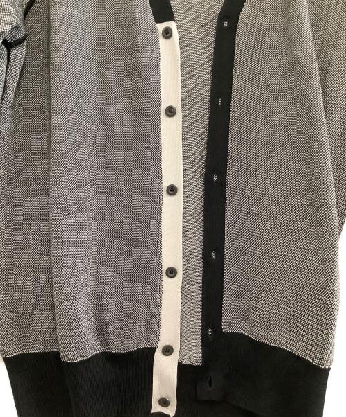 PRADA（プラダ）PRADA (プラダ) 薄手カーディガン ブラック×ホワイト サイズ:50の古着・服飾アイテム