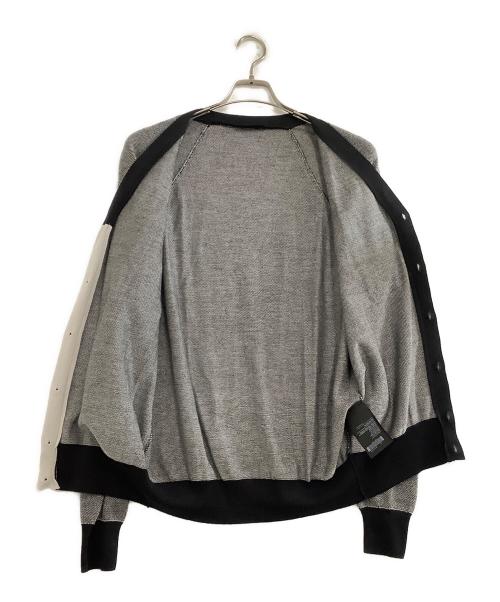 PRADA（プラダ）PRADA (プラダ) 薄手カーディガン ブラック×ホワイト サイズ:50の古着・服飾アイテム